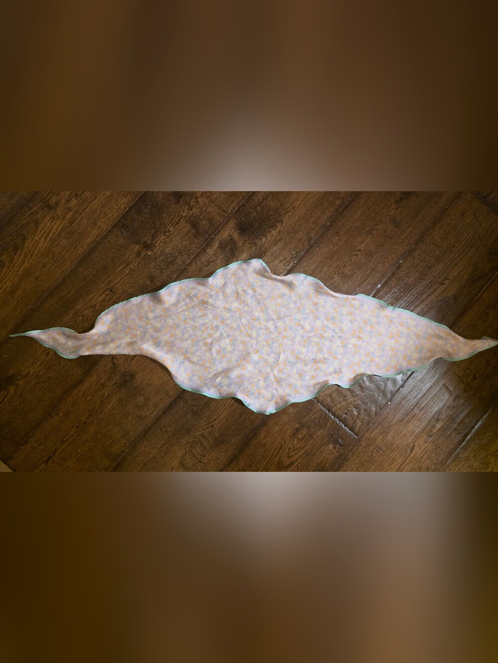 Lightweight Ditsy Floral Triangle Scarf with Mint Trim